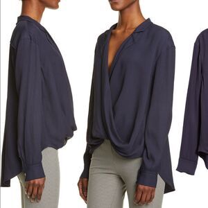 Rag&Bone Women’s dean wrap front long sleeve navy shirt size XXS, NWT